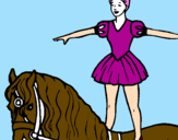 Disegno Trapezista in groppa al cavallo pitturato su SARAH