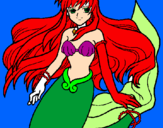 Disegno Sirena pitturato su ariel    