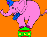 Disegno Elefante sulla palla  pitturato su sofia
