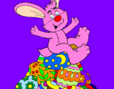 Disegno Coniglio di Pasqua pitturato su giulia