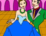 Disegno Principessa e principe al ballo  pitturato su ELENA