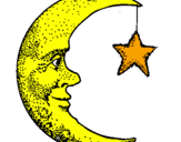Disegno Luna e stelle  pitturato su raffyKKkMHM