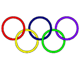 Disegno Anelli dei giochi olimpici  pitturato su luca