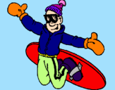Disegno Salto con lo snowboard pitturato su paoletta  1