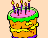 Disegno Torta di compleanno 2 pitturato su elisa