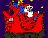 Disegno Babbo Natale alla guida della sua slitta pitturato su katya   ajdini