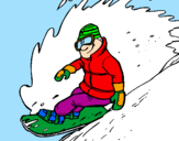 Disegno Discesa in snowboard  pitturato su fabio