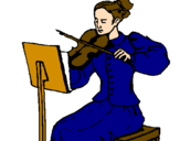 Disegno Dama violinista  pitturato su EDUARDO CUOMO