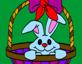 Disegno Coniglietto nella cesta  pitturato su beverli ti amo!!