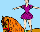 Disegno Trapezista in groppa al cavallo pitturato su caterina