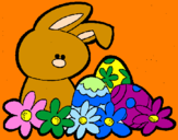 Disegno Coniglietto di Pasqua  pitturato su LUCREZIA
