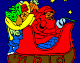 Disegno Babbo Natale alla guida della sua slitta pitturato su barbara b.