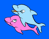 Disegno Delfini pitturato su delfino