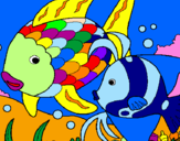 Disegno Pesci  pitturato su pescii