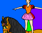 Disegno Trapezista in groppa al cavallo pitturato su VITTORIA