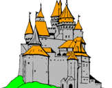 Disegno Castello medievale  pitturato su ARIANNA