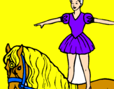 Disegno Trapezista in groppa al cavallo pitturato su tonia giuliani