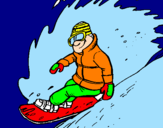 Disegno Discesa in snowboard  pitturato su BENEDETTA