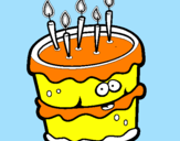 Disegno Torta di compleanno 2 pitturato su FRANCESCA