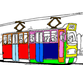 Disegno Tram con passeggeri  pitturato su TOMMASO