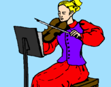 Disegno Dama violinista  pitturato su max