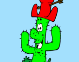 Disegno Cactus con il cappello  pitturato su hoscar