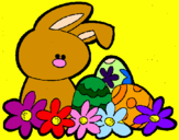 Disegno Coniglietto di Pasqua  pitturato su SARA
