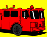 Disegno Camion dei pompieri pitturato su grande puffo