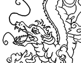 Disegno Drago giapponese  pitturato su valerio