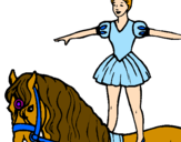 Disegno Trapezista in groppa al cavallo pitturato su aurora