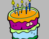 Disegno Torta di compleanno 2 pitturato su TORTA
