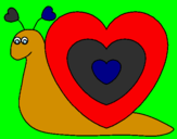 Disegno Lumachina cuore  pitturato su sara chiara