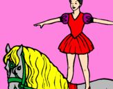 Disegno Trapezista in groppa al cavallo pitturato su carlottina*ballerina