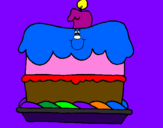 Disegno Torta di compleanno  pitturato su viola