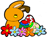 Disegno Coniglietto di Pasqua  pitturato su SAMUELE