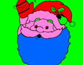 Disegno Babbo Natale che saluta pitturato su ellochitti