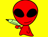 Disegno Alieno II pitturato su giacomorizzato