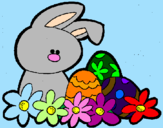 Disegno Coniglietto di Pasqua  pitturato su Martina