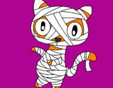 Disegno Mummia gatto scaraboechio pitturato su emma