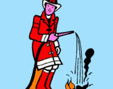 Disegno Pompiere che spegne il fuoco pitturato su LUCA