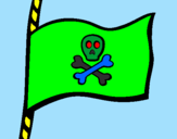 Disegno Bandiera dei pirati pitturato su capitano pepe