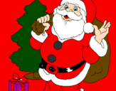 Disegno Babbo Natale con lalbero di Natale pitturato su giadyn@