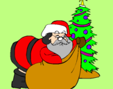 Disegno Babbo Natale che consegna i regali pitturato su maria eugenia