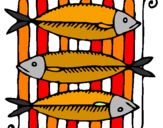 Disegno Pesce pitturato su lorenzo