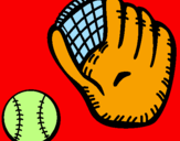 Disegno Guanto da baseball e pallina pitturato su palla