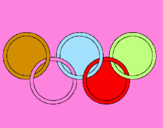 Disegno Anelli dei giochi olimpici  pitturato su woodi egesi e ellocchitti