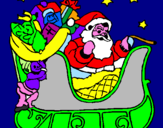 Disegno Babbo Natale alla guida della sua slitta pitturato su vincenzo di buono