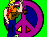 Disegno Musicista hippy  pitturato su LELETTO