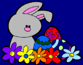 Disegno Coniglietto di Pasqua  pitturato su giulia