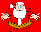 Disegno Babbo Natale sul ciminiera pitturato su giulia